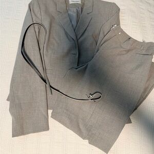 Calvin Klein Women's Gray Pantsuit with Belt
